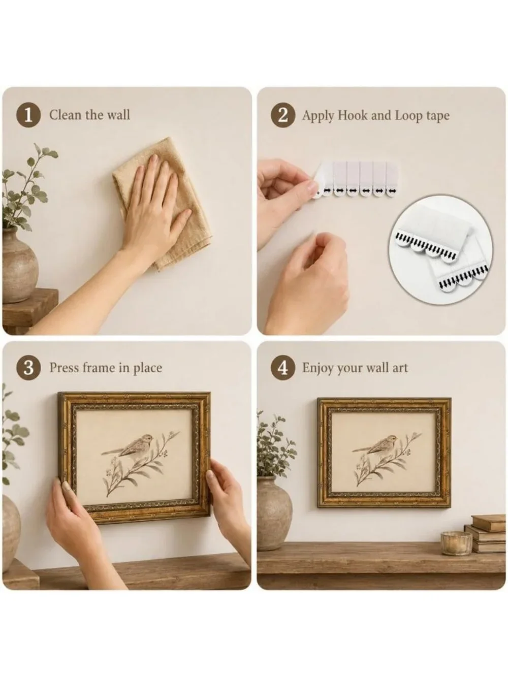 Framed Sparrow Canvas Wall Art - Simple Bird Decor for Home, 9x11 Inch